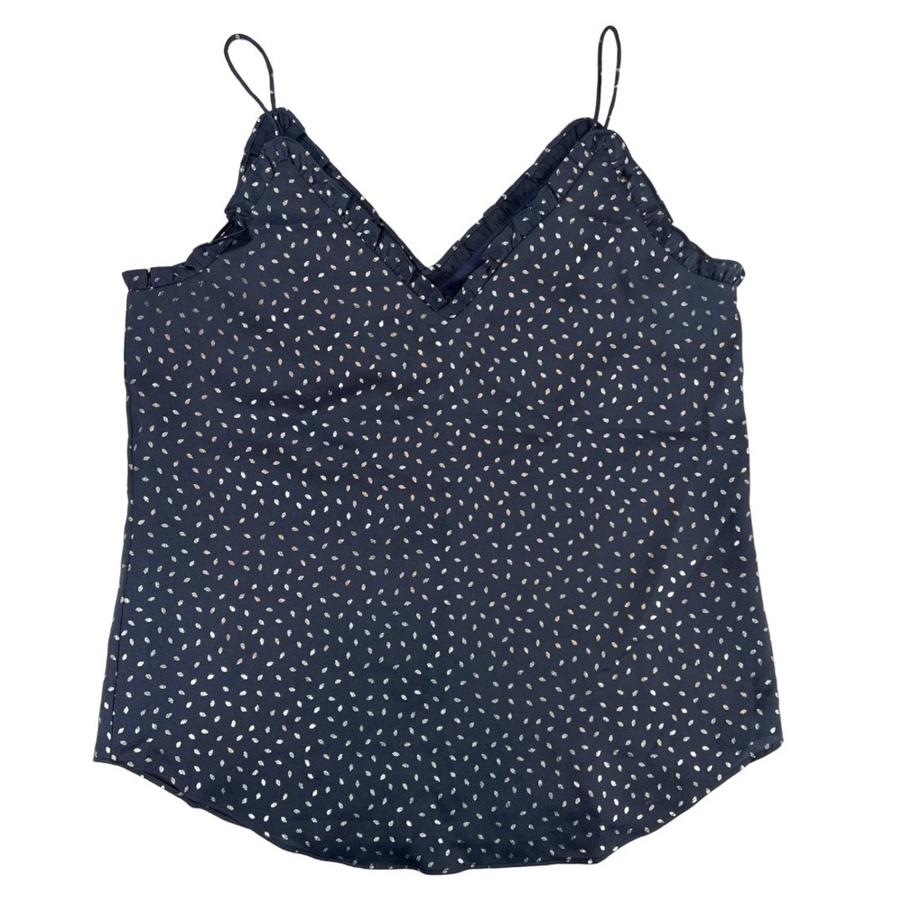 Express Womens Small Navy Polka Dot Cami‎ Tank Top Lined V Neck